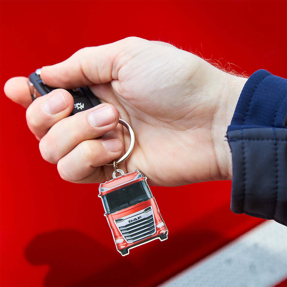 DAF Keyring, red DAF truck cab charm