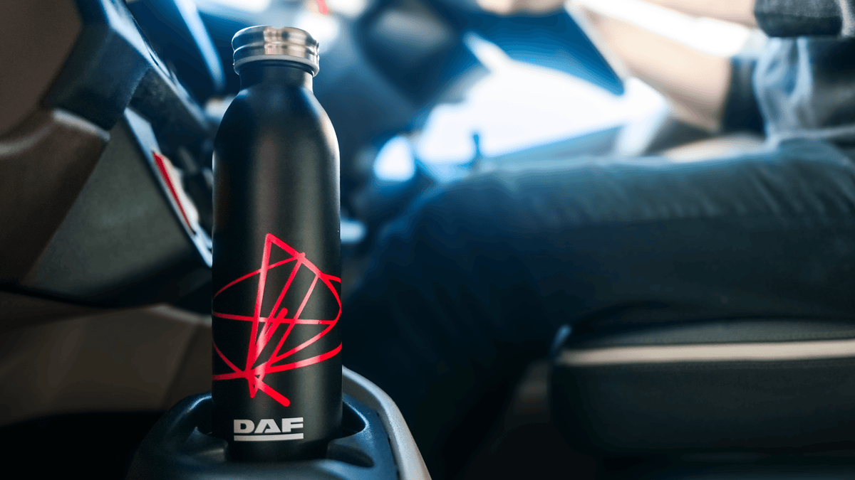 DAF NGD drink bottle in a truck cab
