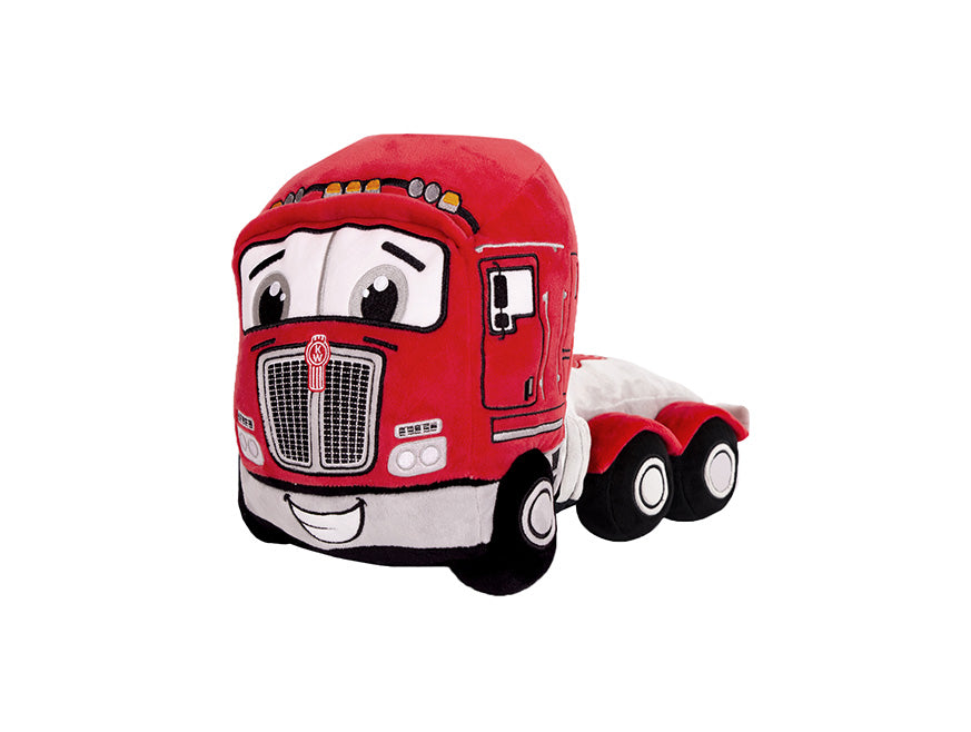 Meet the KENNY PLUSH TOY—a plush red semi-truck with large cartoon eyes, a smiling mouth, and black and white wheels. This official Kenworth toy is cute and friendly, making it the perfect Kenworth gift.