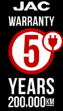 JAC EV 5 year, 200,000km warranty badge