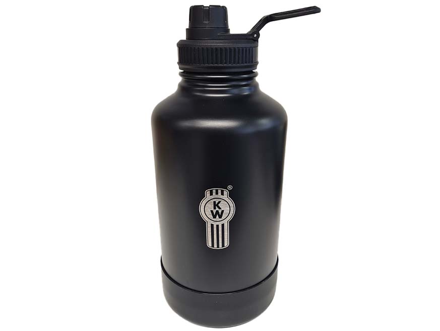 The BOTTLE KW ABSORPTION 1.9L is a black water bottle with a screw-on lid, handle, and circular KW logo—designed for durability and perfect for everyday use.