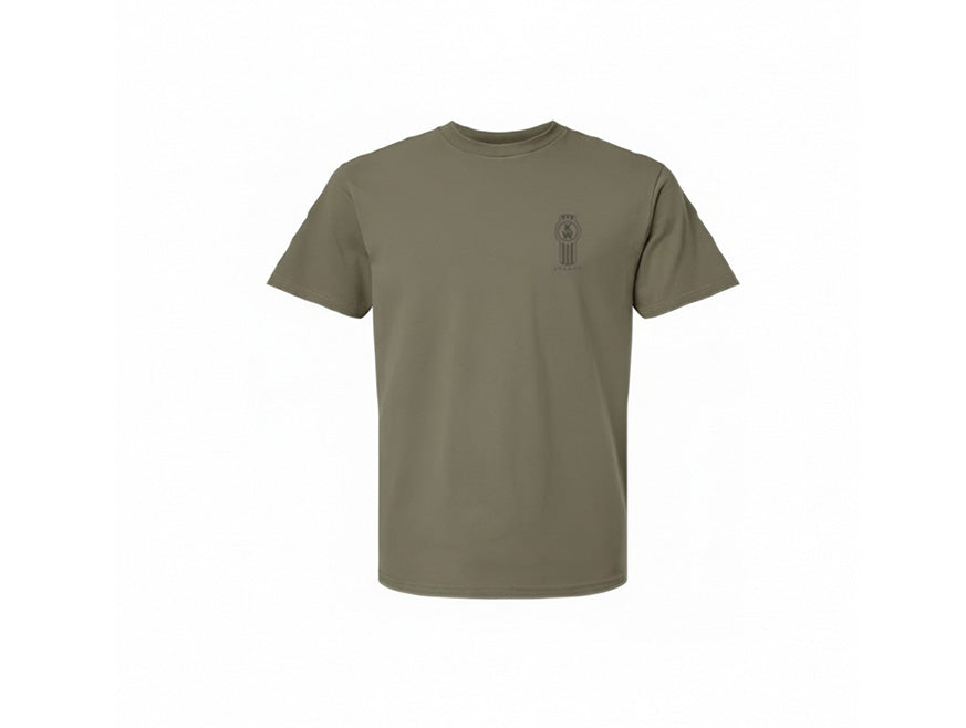 The Kenworth Legacy T-Shirt Green is shown on a white background, featuring a subtle Kenworth Legacy logo on the left chest.