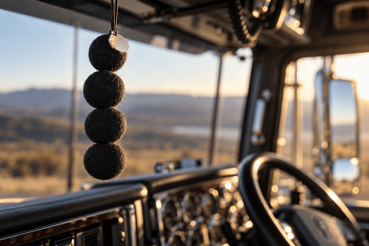 Kenworth Smelly Balls air freshener in use