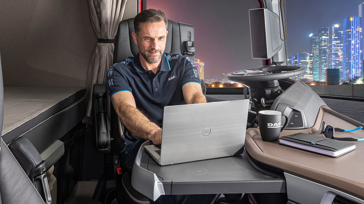 New Generation DAF cab configured as a driver workspace