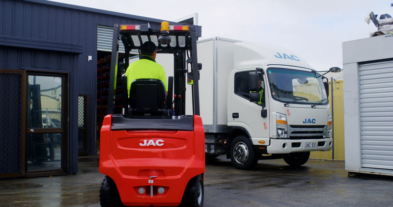 JAC light truck fleet lined up ready for delivery