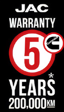 JAC 5 year, 200,000km warranty badge