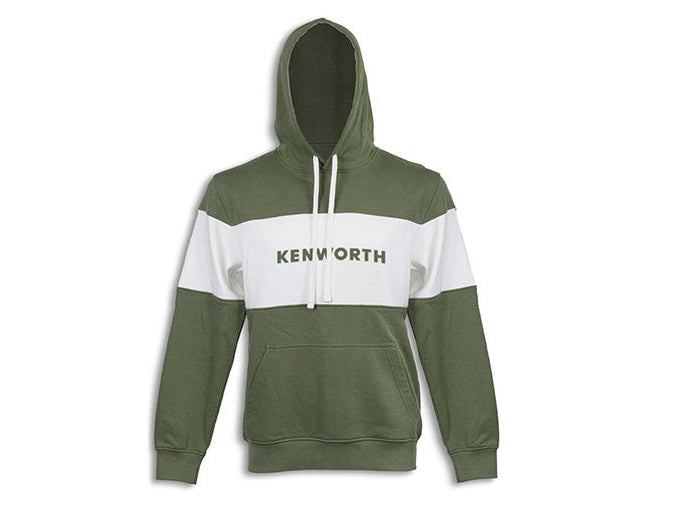 Kenworth two tone hoodie in olive and white, perfect for casual wear, showcasing stylish olive two tone hoodie design.