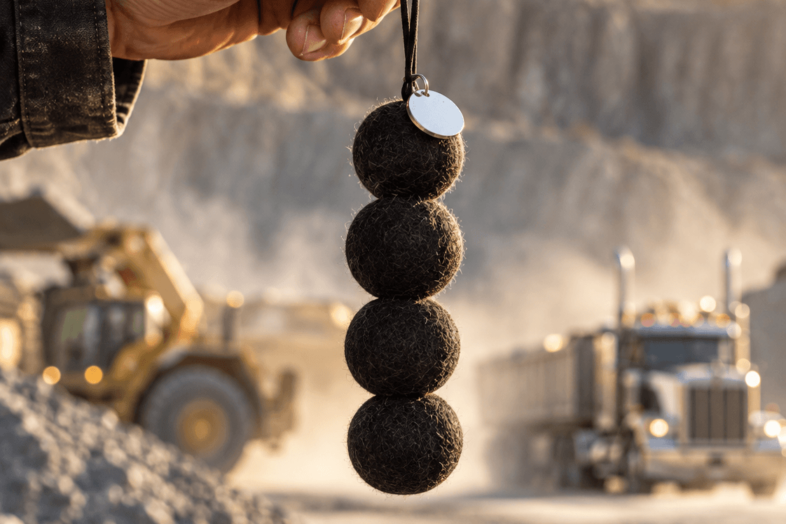 Kenworth Smelly Balls air freshener shown in use