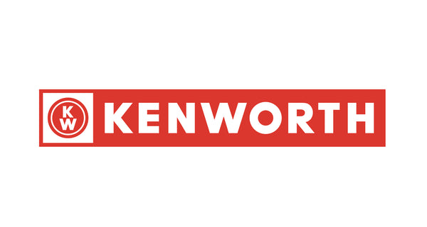 Red and white Kenworth logo with KENWORTH in bold letters and a circular emblem with the letters K and W on the left side.