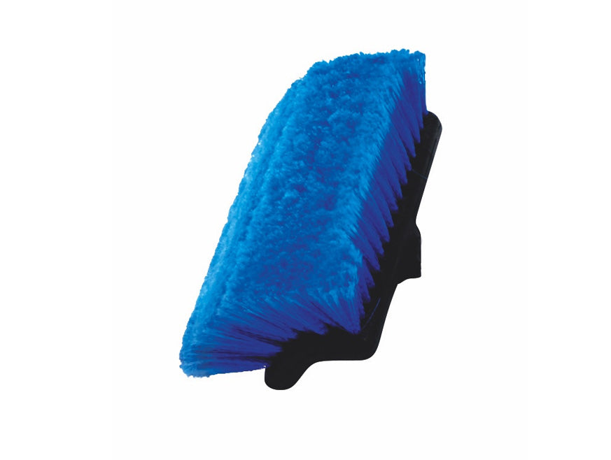 The BRUSH 10 is a 10-inch cleaning brush with blue bristles and a black plastic base, shown angled to highlight its dense bristles and top edge—ideal for heavy-duty tasks, on a plain white background.