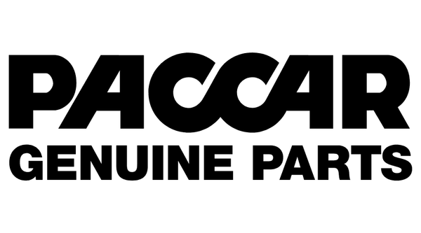 The image displays the PACCAR logo in bold black letters above the words GENUINE PARTS in capital letters, also in black, on a white background.